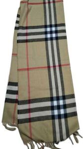 Mens Beige Checked Muffler