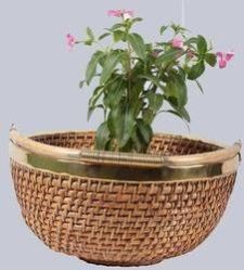 Round Wicker Planter