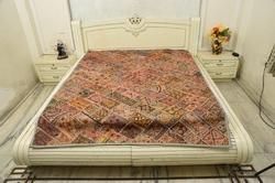 Cotton Paki Zari Bed Cover