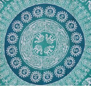 Mandala Green Elephant Printed Tapestry