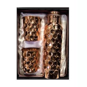 Q7 Diamond Copper Water Bottle with 2 Glass