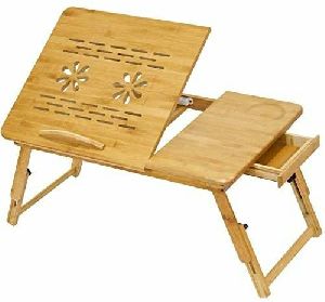 Wood Bamboo Laptop Table with USB Fan