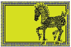 Hand Designed Horse Neon Green Table Mat