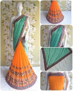 Embroidered Saree with Blouse Piece