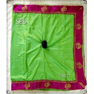 Green Plain Silk Saree