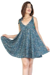 Printed Round Neck Fashion Dress