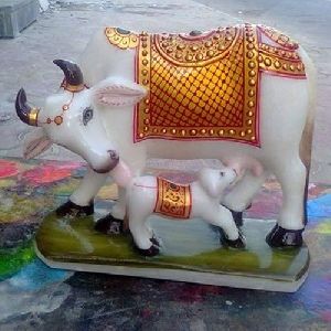 Marble Kamdhenu Cow Statue