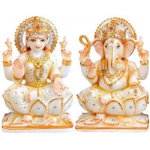 Marble Lakshmi Ganesha Statue