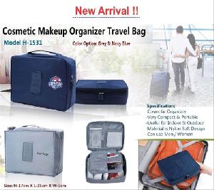 Blue Polyester Cosmetic Make Up Travel Bag