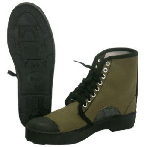 Black And Green PVC Canvas Boots