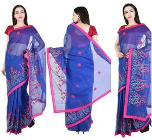 Blue Printed Sarees