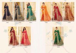 Printed Banarasi Silk Party Wear Sarees