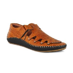 Casual Brown Men Leather Sandals