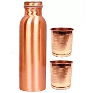 Copper Water Bottle & Glass Set