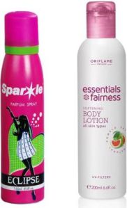 Oriflame Sweden Essentials Fairness Softening Body Lotion and Sparkle Perfume Combo