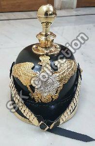 Leather Helmet German Pickelhaube Prussian Imperial Officers With Brass Spike