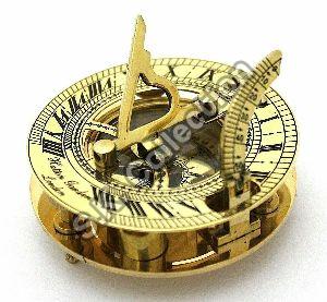 Solid Brass Nautical Sundial & Compass With Hardwood Box LONDON'