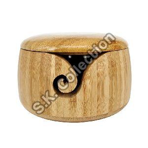 Yarn Bowl Organizer Home With Lid Storage Knitting Tool Non Slip Holes Wooden