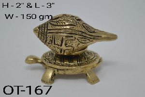 Brass Conch with Tortoise