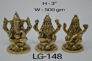 Brass Ganesh Laxmi Saraswati Statue