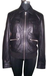 Ladies Full Sleeve Black Leather Jacket