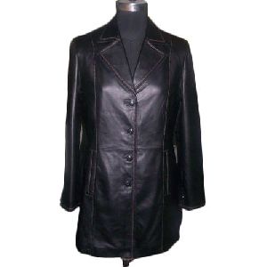 Ladies Long Leather Trench Coat