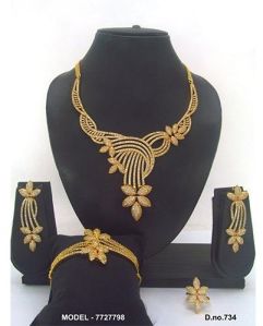 Golden American Diamond Jewellery Set
