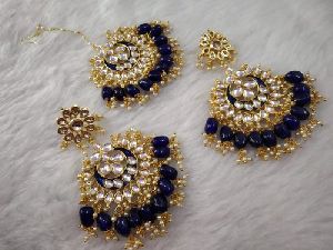 Designer Earrings Maang Tikka Set