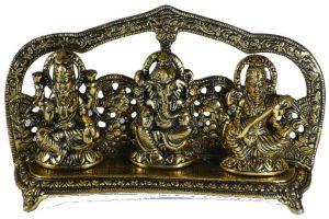 Brass Lakshmi Ganesh Saraswati Statue