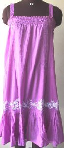 Woman Purple Plain Cotton Dress