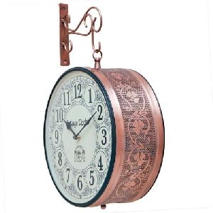 Double Side Railway Metal Wall Clock