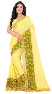 Yellow Embroidered Saree