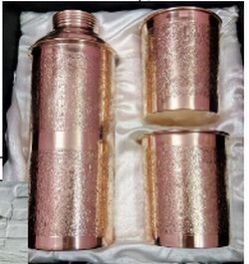 Copper Bisleri Bottle with 2 Glass