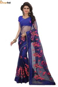 Dark Blue Net Saree