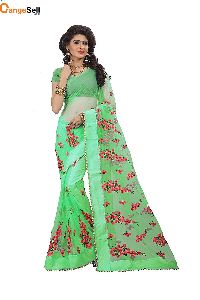 Green Net Saree