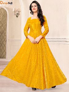 Party Wear Yellow Gown