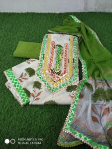 Cotton Gota Unstitched Suit Set