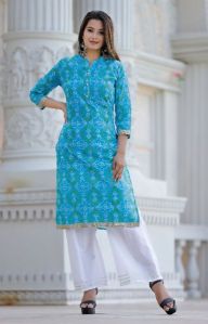 Bandhani Printed Straight Kurta With Palazzo