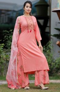 Rayon Kurti Palazzo and Dupatta