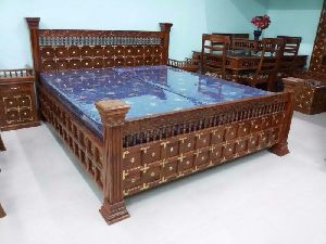 Wooden maharaja brass raj Bed