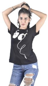 Womens Headphone Printed T-Shirt