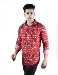 Mens Red Nature Print Shirt