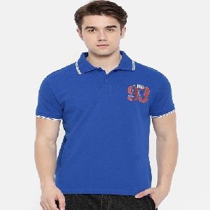 Latino Collar Blue Polo Shirt