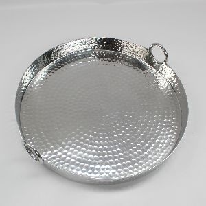 Aluminium Hammared Round Serving Tray