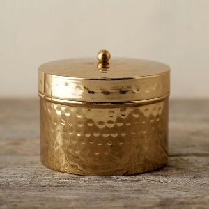 Brass Hammared Container With Lid
