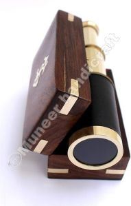 Brass Telescope With Wooden Box