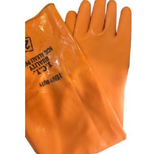 orange rubber hand gloves