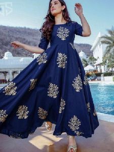 Ladies Designer Printed Anarkali Dress
