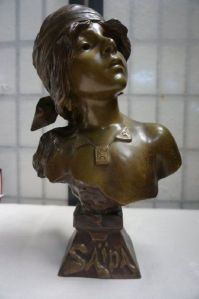 Metal Female Bust Statue