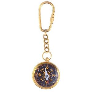 Metal Round Compass Key Chain